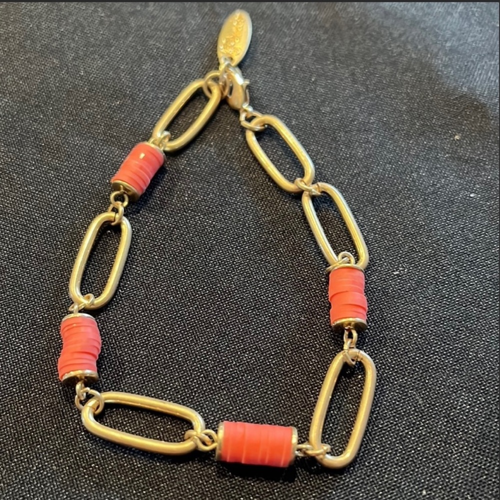 Vintage Plunder gold and pink barrel beaded bracelet New~No Box~Beautiful